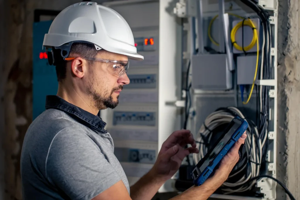 Commercial low voltage contractor installing structured cabling and business infrastructure